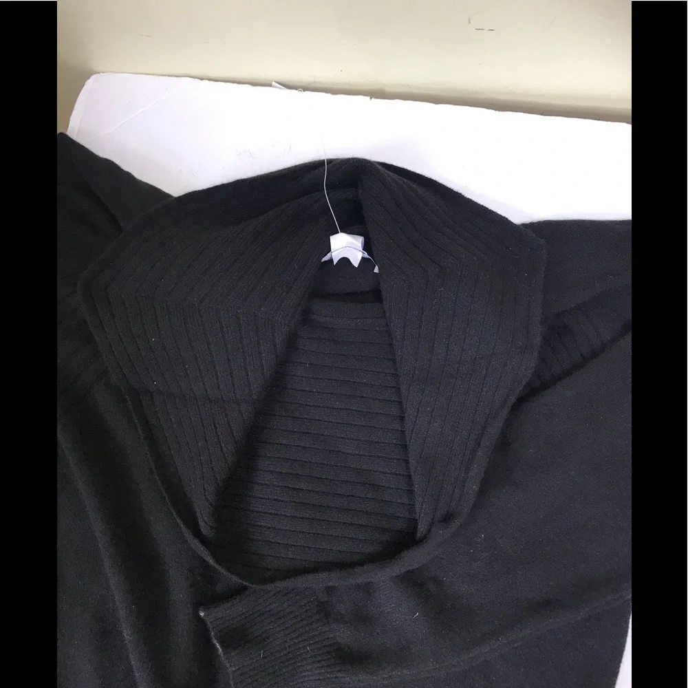 Jones New York NEW 100% Cashmere Sweater Cowl Shawl Collar Ribbed Minimalist P L - Picture 8 of 15